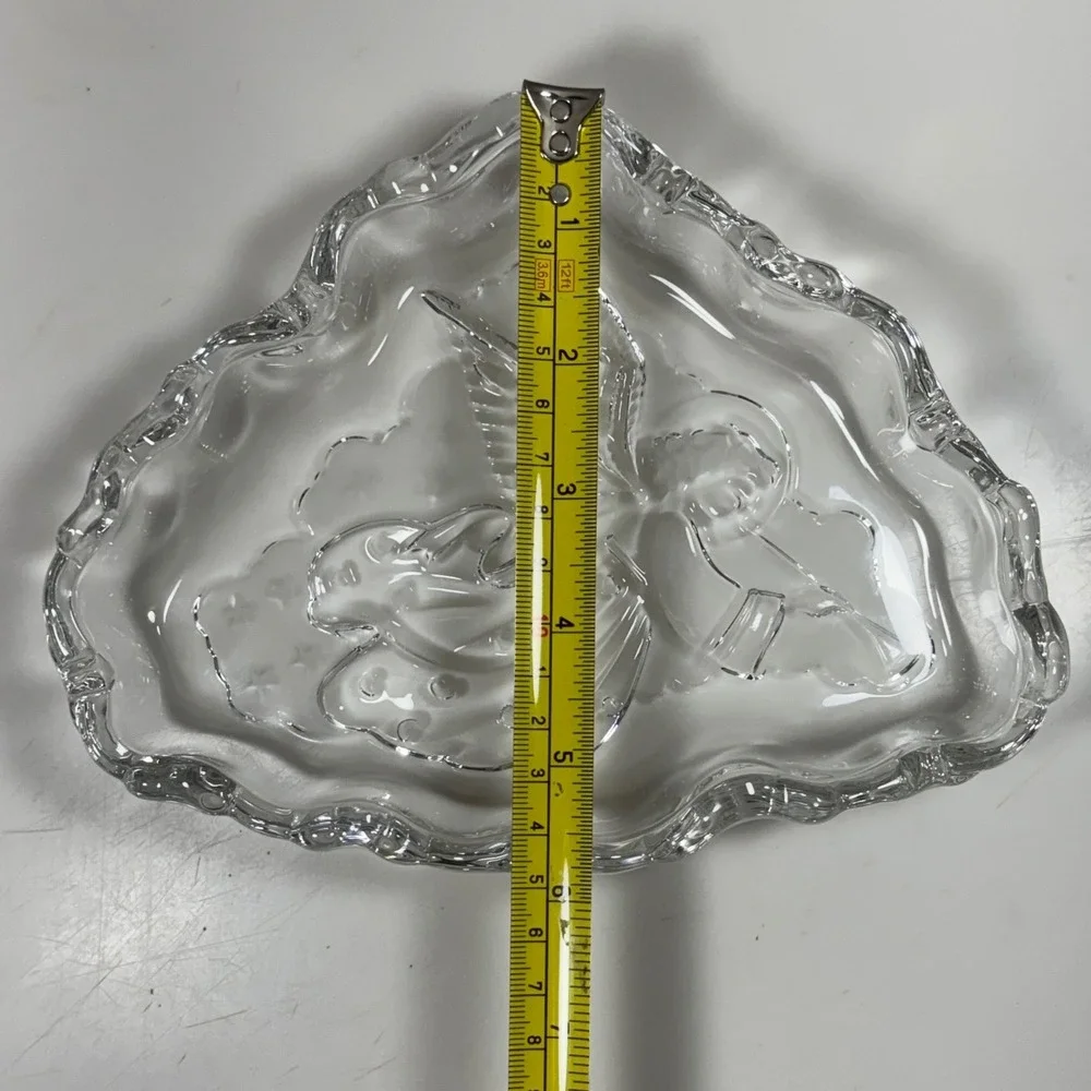 Mikasa‎ Candy Dish Clear Glass Angel Music Trumpet Cloud Shape Trinket Tray 7.5
